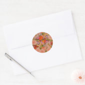Sticker Rond Modèle floral rose kimono (Enveloppe)