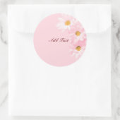 Sticker Rond Modèle floral rose Pastel, personnaliser, (Sac)
