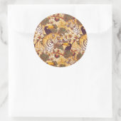 Sticker Rond Modèle floral tropical avec tigre (Sac)
