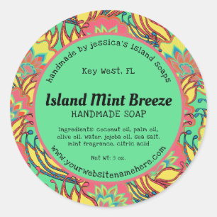 Sticker Rond Modèle floral tropical de Key West Island