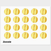 Sticker Rond Modèle Glamour Monogrammé Faux Or (Feuille)