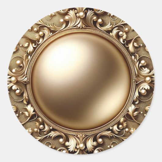 Sticker Rond Modèle Gold Pearl Blank (Devant)