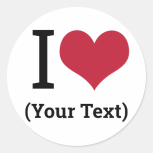 Sticker Rond Modèle Je t'aime (ajoutez votre propre texte perso