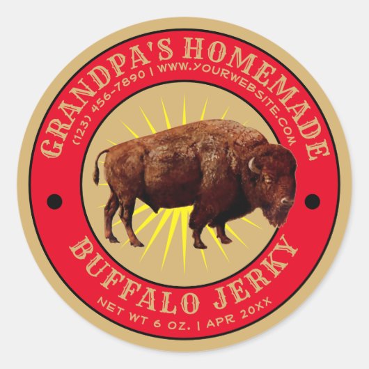 Sticker Rond Modèle Jerky Buffalo fait maison (Devant)