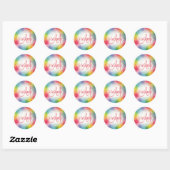 Sticker Rond Modèle monogramme Abstrait Rainbow moderne (Feuille)