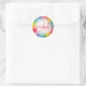 Sticker Rond Modèle monogramme Abstrait Rainbow moderne (Sac)
