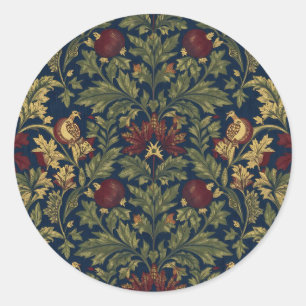 Sticker Rond Modèle Navy Grenade Floral de William Morris