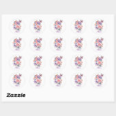 Sticker Rond Modèle Pastel Flowers et Papillons (Feuille)