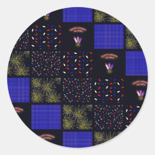 Sticker Rond Modèle patchwork du 4 juillet - 4 juillet