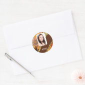 Sticker Rond modèle photo Brown à fleurs (Enveloppe)