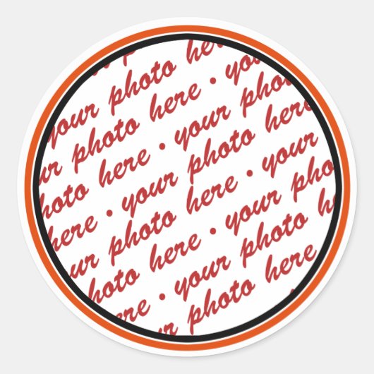 Sticker Rond Modèle photo cadré noir et orange (Devant)