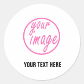 Sticker Rond Modèle photo d'image personnalisable blanc (Devant)