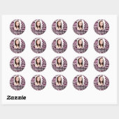 Sticker Rond Modèle photo empreinte de léopard rose (Feuille)