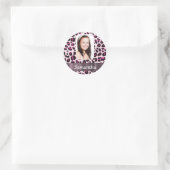 Sticker Rond Modèle photo empreinte de léopard rose (Sac)