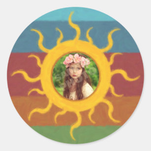 Sticker Rond Modèle photo Sun peint