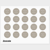 Sticker Rond Modèle Rétro minimaliste Couple Names Taupe (Feuille)