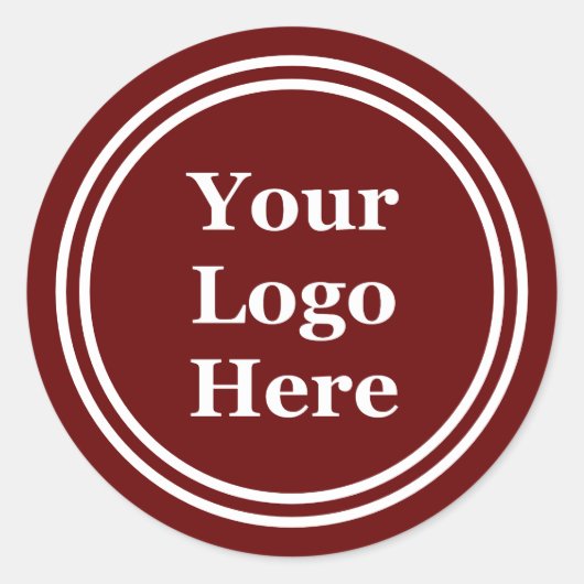 Sticker Rond Modèle Rouge foncé et blanc Votre logo ici (Devant)