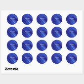 Sticker Rond Modèle - Royal Blue Motif avec script blanc (Feuille)