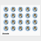 Sticker Rond Modèle Sheltie Dog (Feuille)