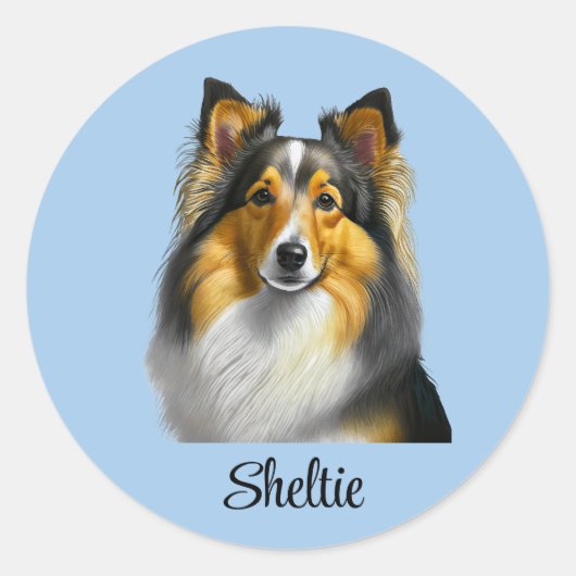 Sticker Rond Modèle Sheltie Dog (Devant)