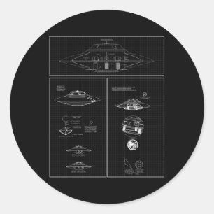 Sticker Rond Modèle Sport Bob Lazar Modèle Plan Uap