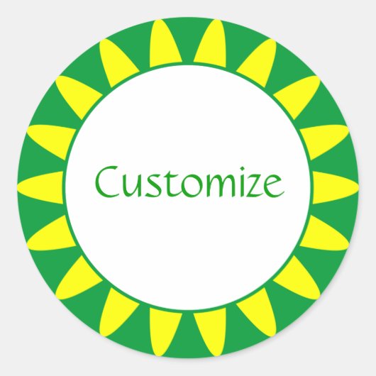 Sticker Rond Modèle Sun Ray - 3 - Vert (Devant)