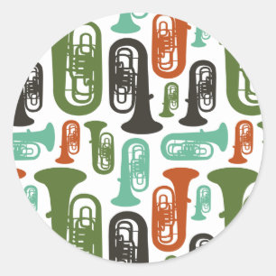Sticker Rond Modèle Tuba rétro
