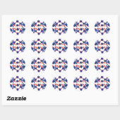 Sticker Rond Modèle vectoriel simple de fleurs bleues (Feuille)