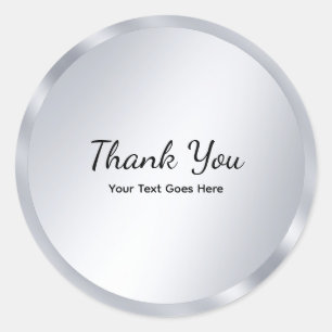 Sticker Rond Modèle vierge élégant de look argenté Merci
