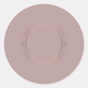 Sticker Rond Modèle vierge or rose Ajouter du texte Élégant Mod