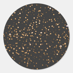 Sticker Rond Modèle vierge pailleté noir et or