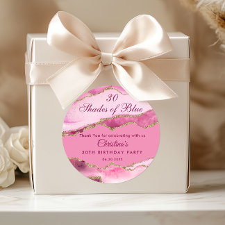 Sticker Rond Modern 30 Shades of Pink Birthday Party 