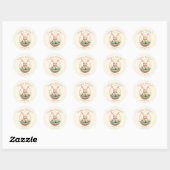 Sticker Rond Modern 3D Yarn Art Easter Bunny Personalized Stick (Feuille)