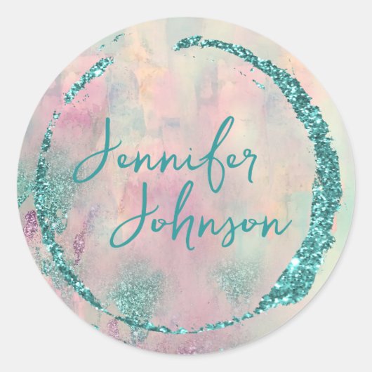 Sticker Rond Modern Art Abstract Paint Watercolor Artist (Devant)