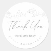 Sticker Rond Modern Bakery Line Art Thank You (Devant)
