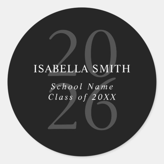 Sticker Rond Modern Black and White Minimalist Graduation (Devant)