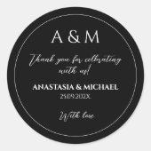 Sticker Rond Modern black and white minimalist wedding (Devant)