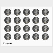 Sticker Rond Modern Black and White Photo 21st Birthday Save th (Feuille)