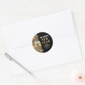 Sticker Rond Modern Black Gold Champagne New Year's Eve Party (Enveloppe)