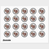 Sticker Rond Modern Black & White Photo Christmas (Feuille)