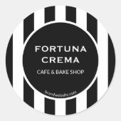 Sticker Rond Modern Black & White Stripes Business Name  (Devant)