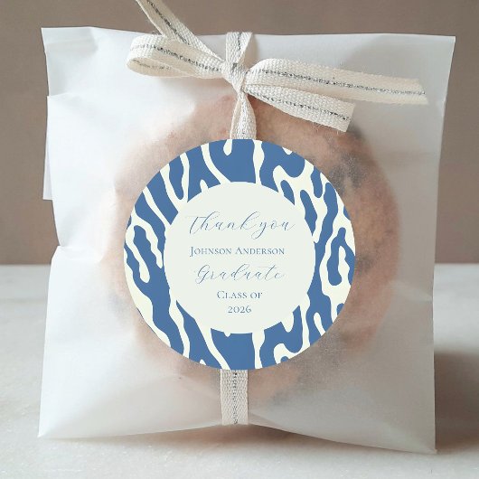 Sticker Rond Modern blue and cream abstract Pattern graduation