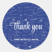 Sticker Rond Modern Blue Math Graduation Thank You (Devant)