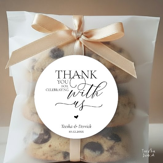 Sticker Rond Modern Boho Wedding Cute Heart Thank You Gifts 