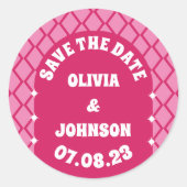 Sticker Rond Modern Bold Retro Mariage Date Enregistrer la date (Devant)