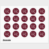 Sticker Rond Modern Burgundy Initials Wedding  (Feuille)