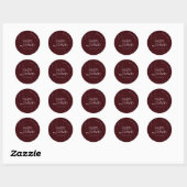 Sticker Rond Modern Burgundy Monogram Minimalist Wedding (Feuille)