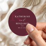 Sticker Rond Modern Burgundy Monogram Minimalist Wedding<br><div class="desc">Create your own personalized wedding stickers featuring modern monogram typography and minimalist graphic design in burgundy color.</div>