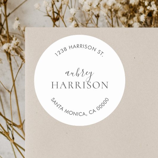 Sticker Rond Modern Chic Simple Adresse de retour