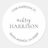 Sticker Rond Modern Chic Simple Adresse de retour (Devant)
